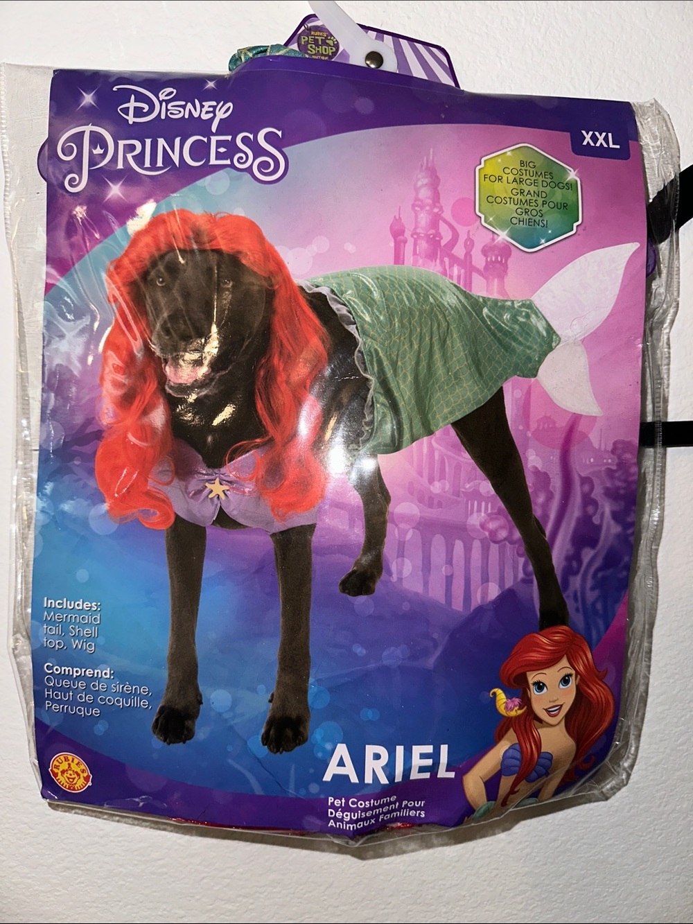 Dog XXL Ariel Costume - Red & Green